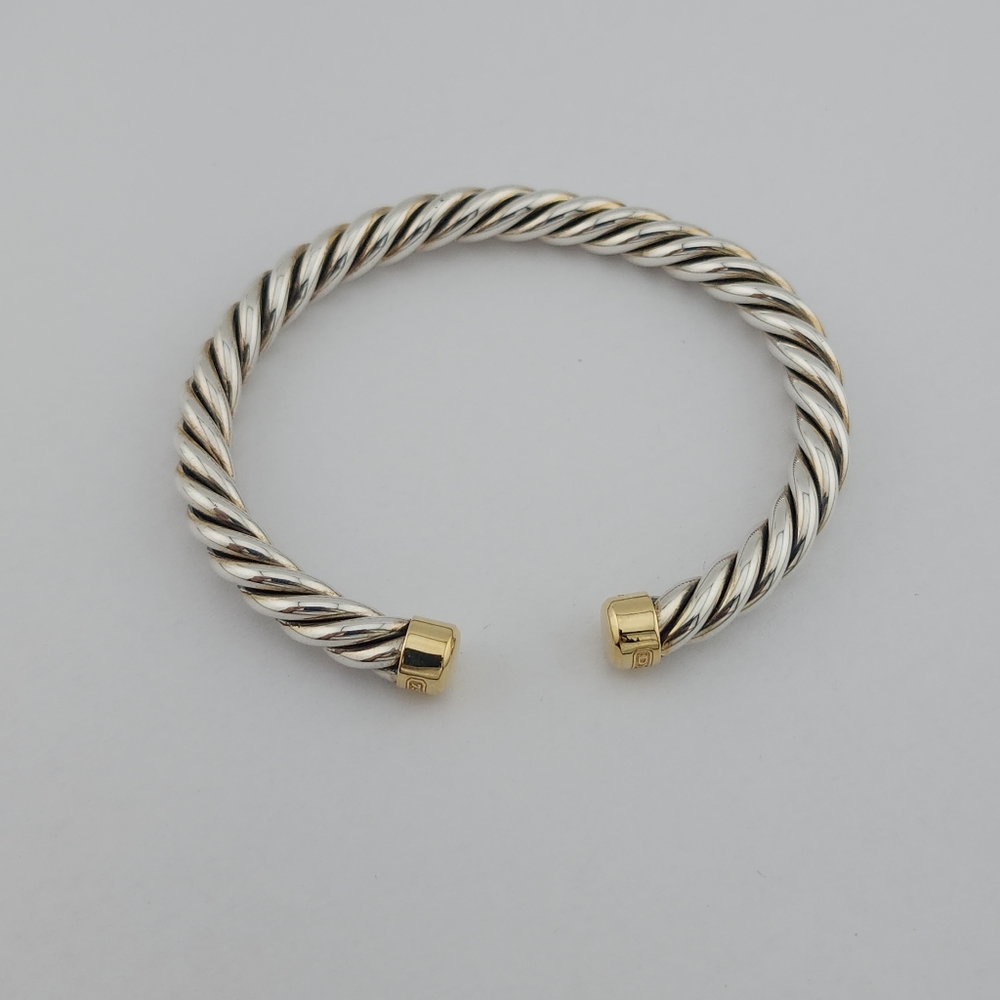 David Yurman 6mm Sterling Silver and 18k Gold Cable Classic Mens Bracelet